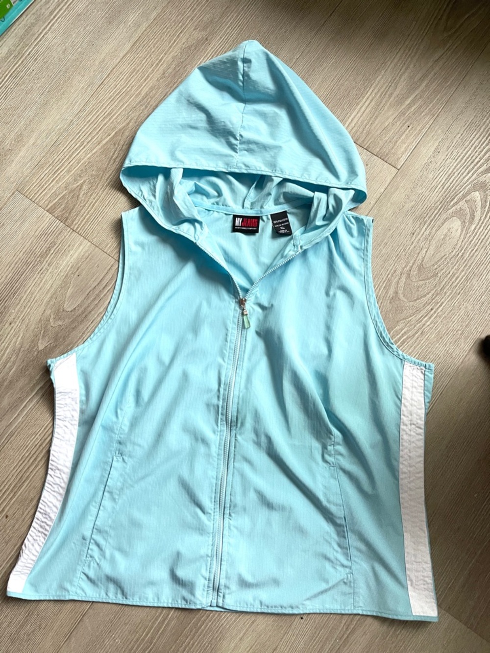 Vintage Y2K Light Blue Hooded Zip Vest
